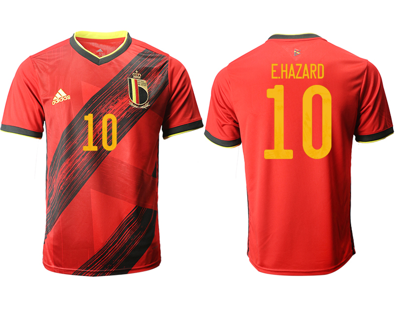 Men 2021 European Cup Belgium home aaa version red #10 Soccer Jersey->belgium jersey->Soccer Country Jersey
